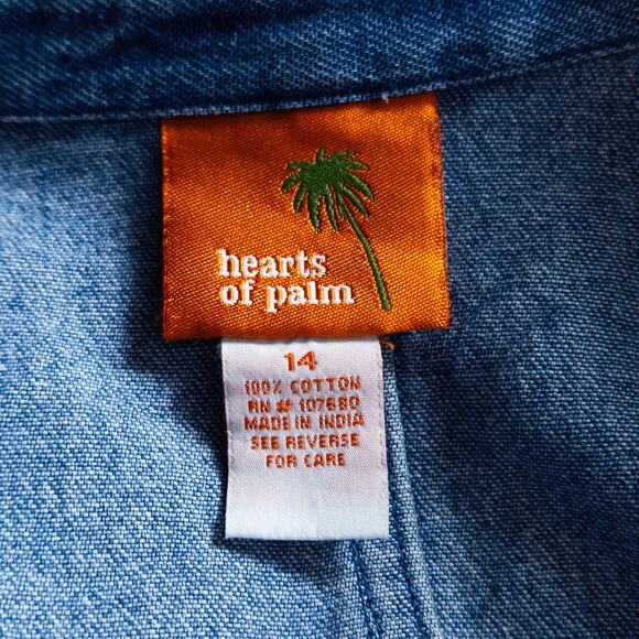 Hearts of Palm Women’s Denim Jacket Boho Charm Cottagecore Floral Applique Sz 14 - Picture 9 of 9